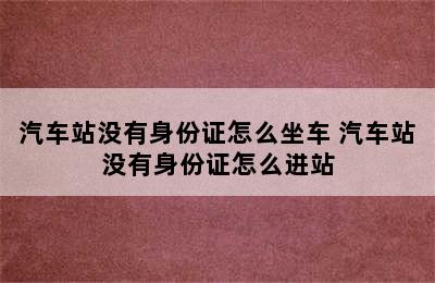 汽车站没有身份证怎么坐车 汽车站没有身份证怎么进站